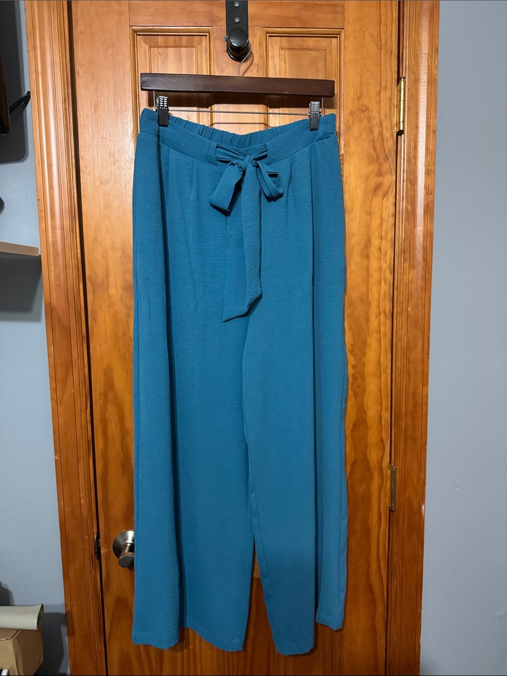 Wide-Leg Tie-Waist Teal Pants